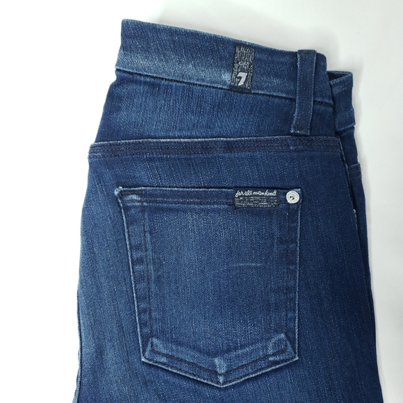 7 For All Mankind - High Waist Straight Legged Vintage Dark Wash Jeans - Picture 2 of 11